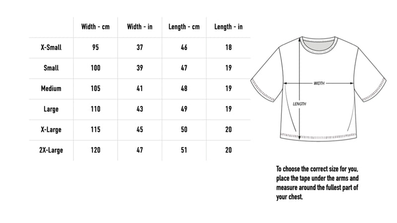 Size chart for Laika Crop - Black