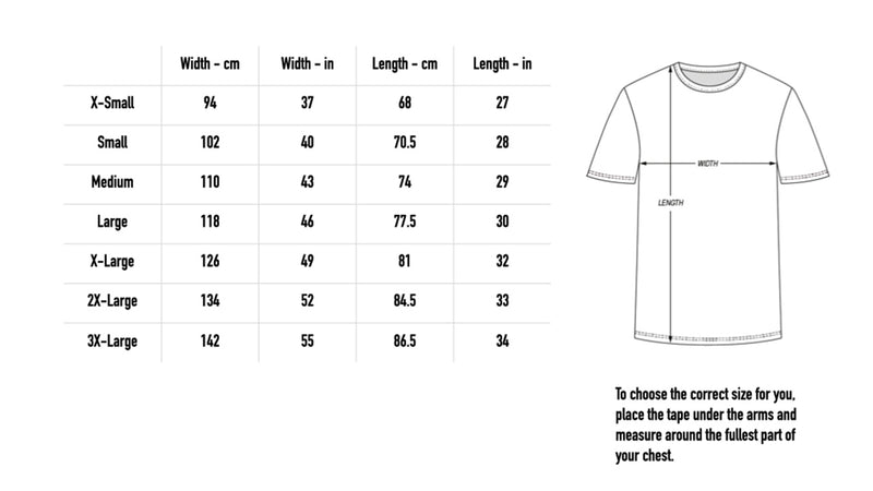 Size chart for Halloween Tee - Faded Black