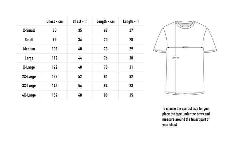 Size chart for Bimbo Tee - White