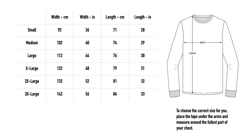 Size chart for Be Nothing Longsleeve - Black